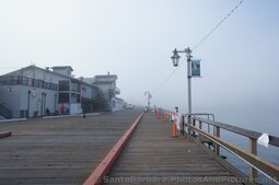 Looking towards the entrance of Stearns Wharf on a foggy day.jpg